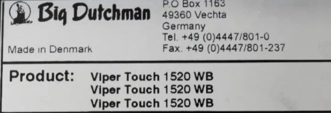 Big Dutchman VIPER TOUCH 1520